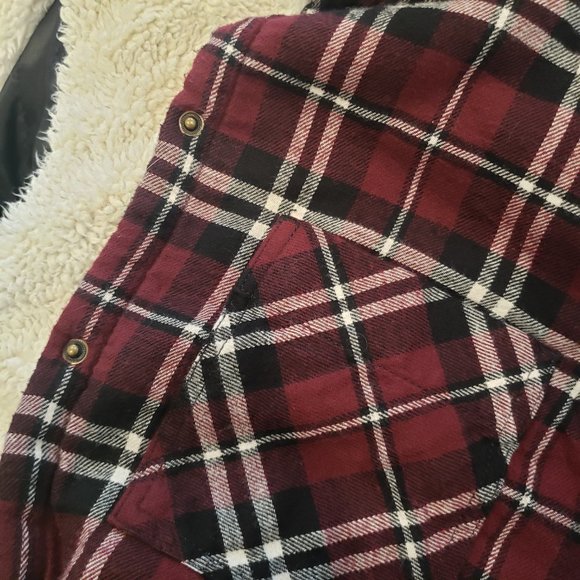 VOLCOM - Jacket with burgundy flannel ,relaxed fit and Sherpa lining f - Picture 6 of 15